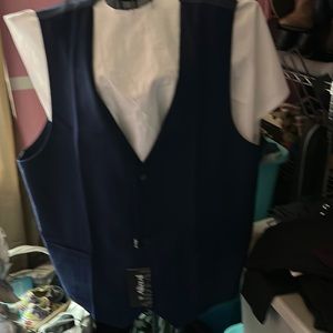 Men’s XXL navy blue suit vest by Alizeal. NWT,